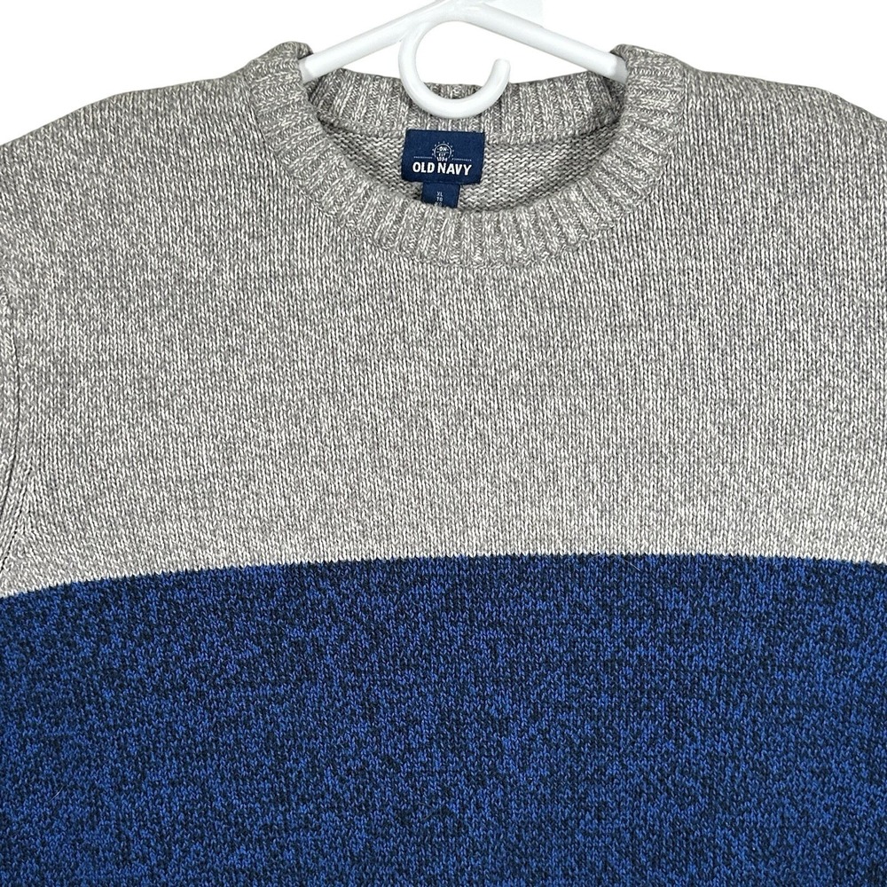 Old Navy Sweater Men's XL‎ Gray And Blue Color Block Warm Winter Work Casual
